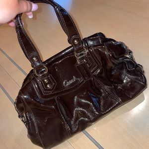 brown leather coach bag